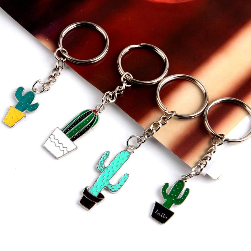 KRLIFCSL Creative Potted Cactus Style Keychains Key Rings Hang Bag Accessories Chain Bag Pendants Jewelry, 5 pc (cactus) - Image 5